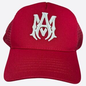 Amiri Red & White MA Logo Trucker Hat